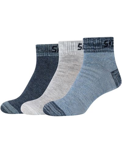 Skechers Chaussettes 3PPK Boys Mesh Ventilation Quarter Socks - Bleu