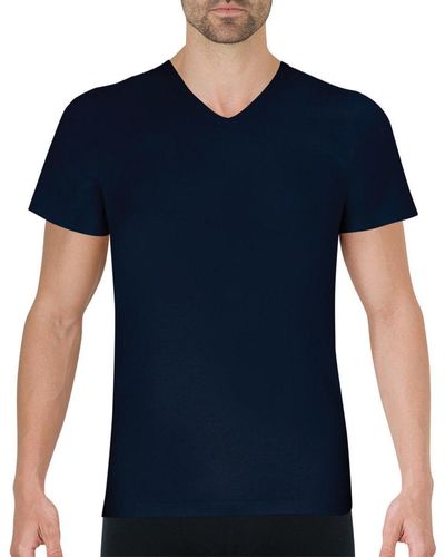EMINENCE T-shirt Tee-shirt col V Pur coton Premium - Bleu