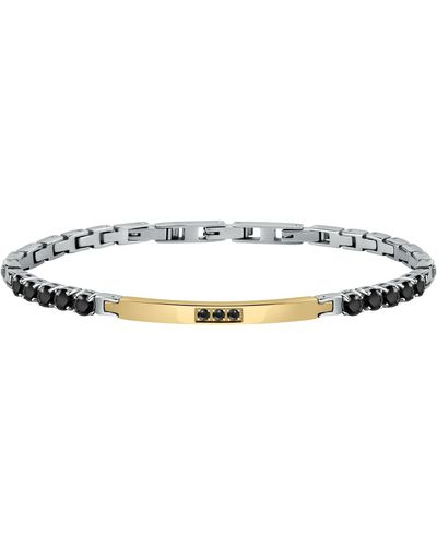 Morellato Bracelets Bracelet en Acier Bicolore et Cristal Noir - Métallisé