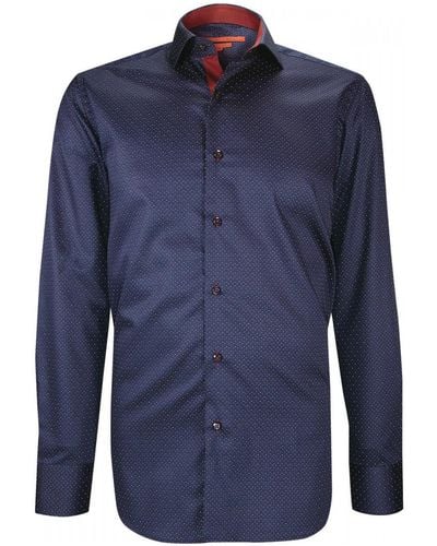 Andrew Mc Allister Chemise chemise cintree tissu a motifs party bleu