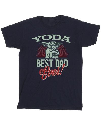 Disney T-shirt Mandalorian Yoda Dad - Bleu