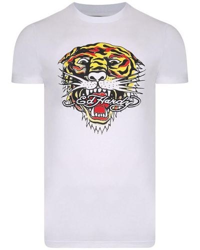 Ed Hardy T-shirt Tiger mouth graphic t-shirt white - Blanc