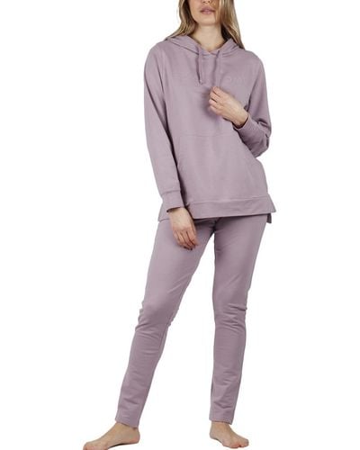 Admas Pyjamas / Chemises de nuit Pyjama tenue d'intérieur pantalon sweat capuche Comfort Home - Violet