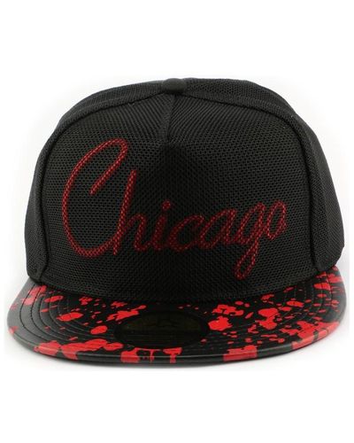 Hip Hop Honour Casquette Snapback Hip Hop Chicago noire et rouge