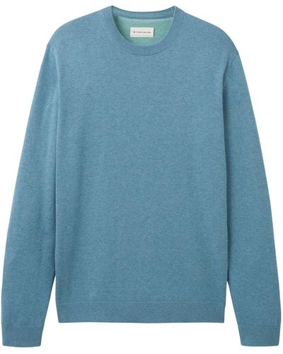 Tom Tailor Pull Pull coton col rond droit - Bleu