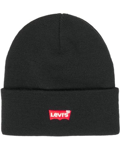 Levi's Red Batwing Embroidered Slouchy Beanie Bonnet Homme