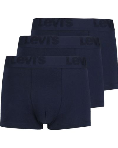 Levi's Caleçons Boxer-shorts Lot de 3 Bleu Foncé Uni