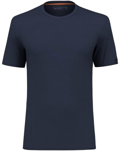 Salewa T-shirt Puez Eagle Sketch Merino Men's T-Shirt 28340-3960 - Bleu
