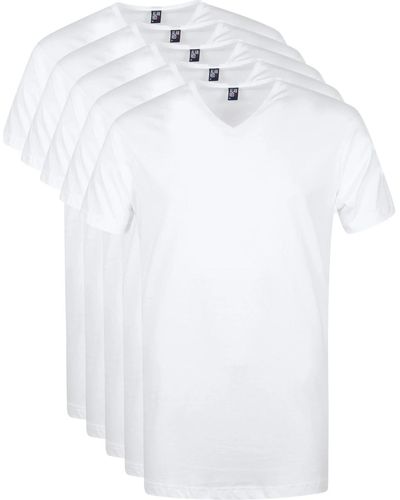 Alan Red T-shirt T-Shirt Vermont Col-V Blanc Lot de 5