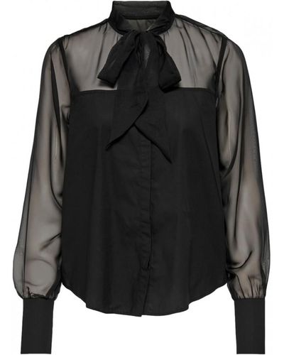La Strada Blouses shirt Costel L/S- Black - Noir