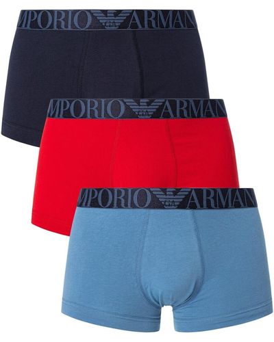 Emporio Armani Caleçons Lot de 3 boxers en coton biologique - Bleu