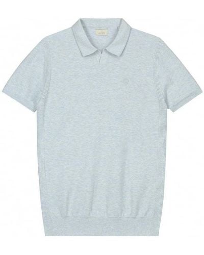 Dstrezzed T-shirt Polo Mélangé Slub Bleu Clair