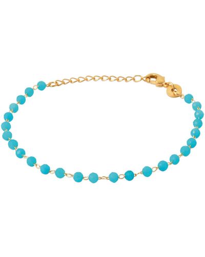 Brillaxis Bracelets Bracelet doré perles bleu turquoise - Multicolore