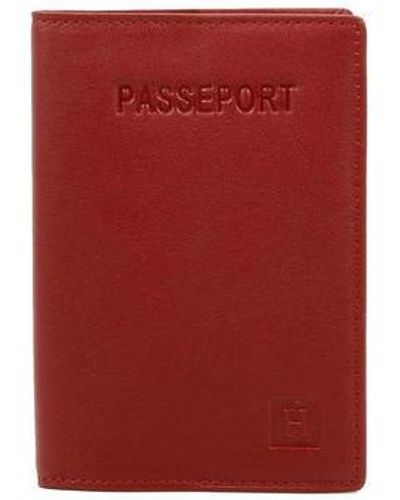 Hexagona Portefeuille Pochette passeport en cuir ref_32014 Roug - Rouge