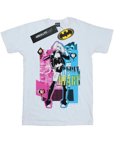 Dc Comics T-shirt Harley Quinn Rebel Heart - Blanc