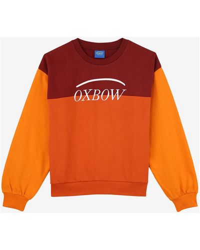Oxbow Sweat-shirt Sweat large col rond imprimé P2STANIS - Orange