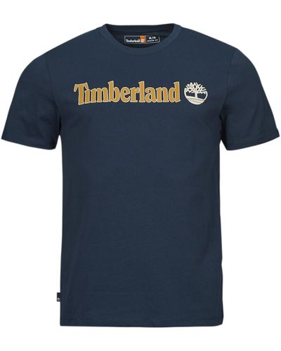 Timberland T-shirt Linear Logo Short Sleeve Tee - Bleu