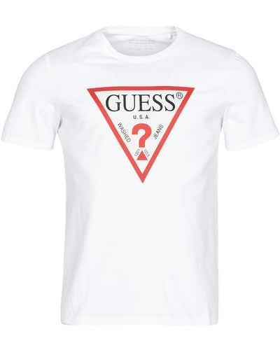 Guess T-shirt CN SS ORIGINAL LOGO TEE - Blanc