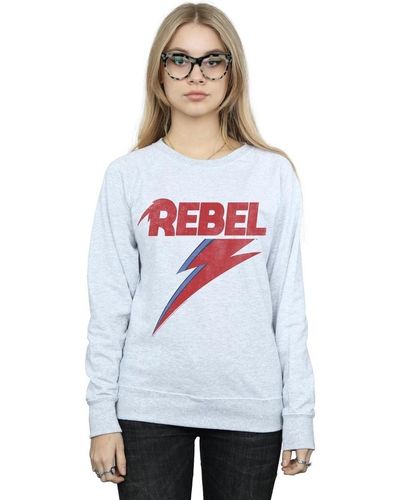 David Bowie Sweat-shirt Distressed Rebel - Blanc