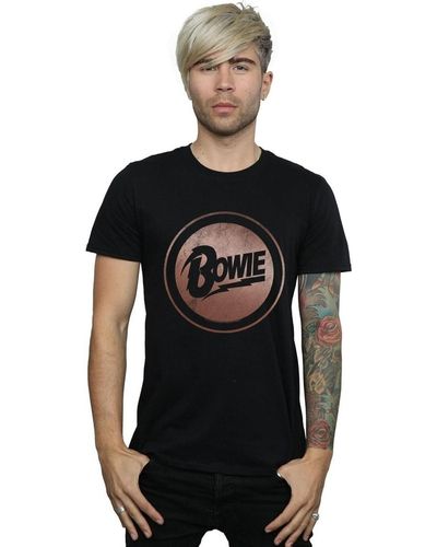 David Bowie T-shirt Rose Gold Circle - Noir