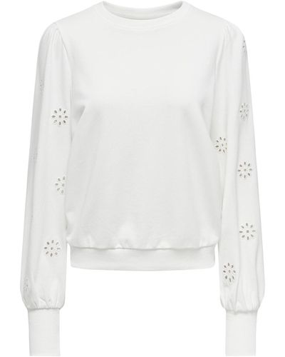 ONLY Pull Sweat col rond droit - Blanc