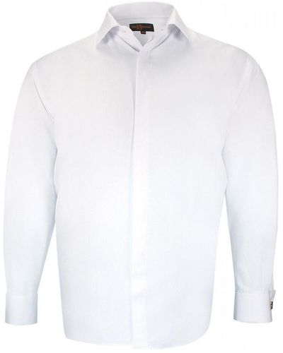 Doublissimo Chemise chemise forte taille tissus premium armure nozze blanc