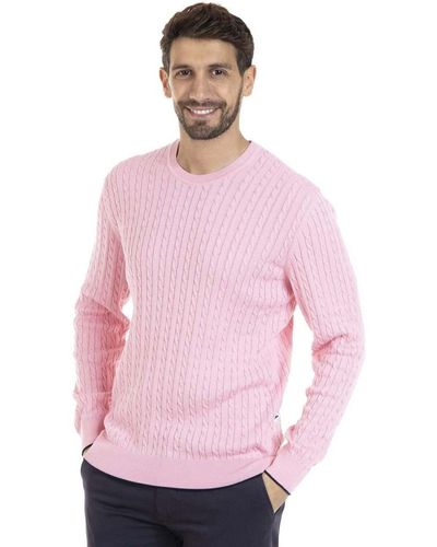 Gentleman Farmer Pull manches longues col rond coton LEO Pull - Rose