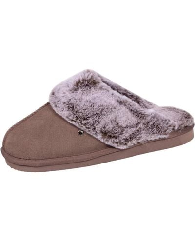 Isotoner Chaussons Chaussons mules Ref 51258 Taupe - Violet