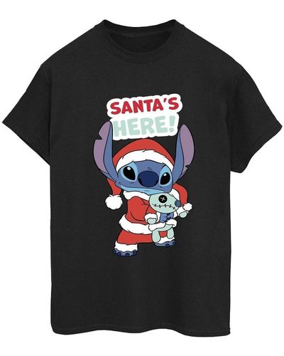 Disney T-shirt Lilo Stitch Santa's Here - Noir