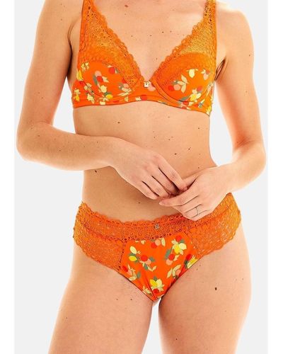 Pommpoire Shorty string imprimé orange Nouméa Shorties & boxers