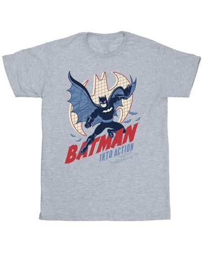 Dc Comics T-shirt Batman Into Action - Gris