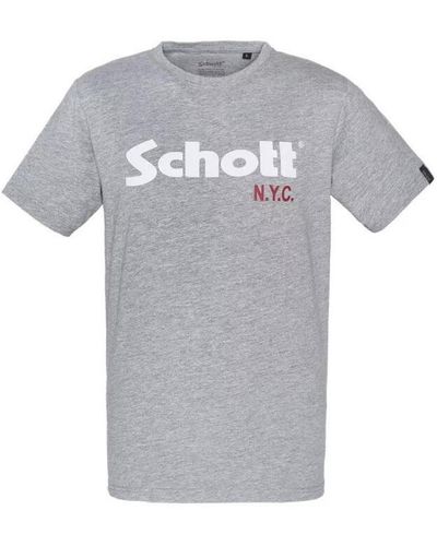 Schott Nyc T-shirt Pack de 2 ras du cou - Gris