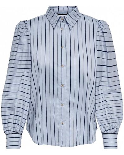 La Strada Blouses Shirt Trinny L/S - Tempes /Night - Bleu