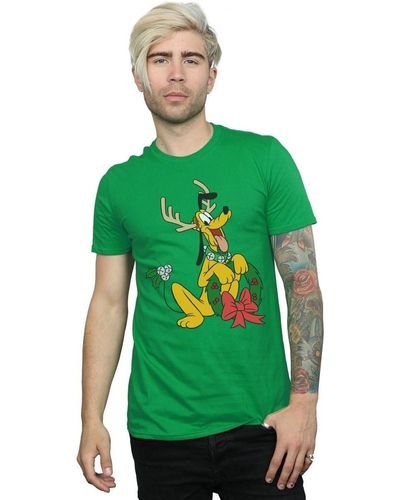 Disney T-shirt Pluto Christmas Reindeer - Vert