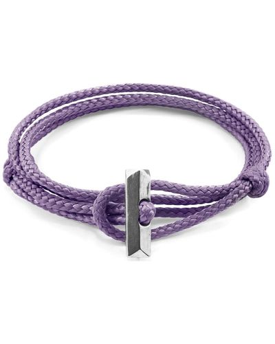 Anchor and Crew Bracelets Bracelet Oxford Argent Et Corde - Violet