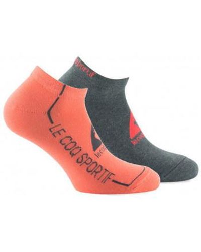 Le Coq Sportif Chaussettes Lot de 2 paires d'invisibles en coton coloré - Orange