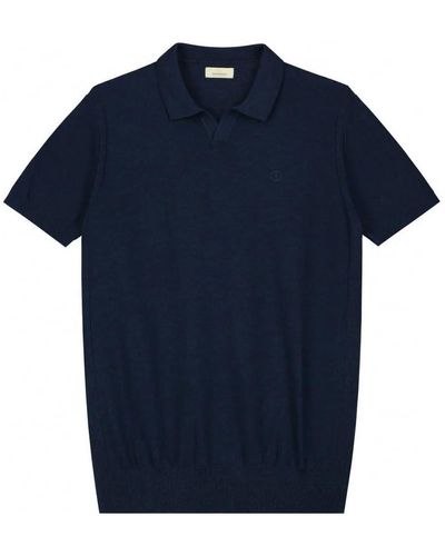 Dstrezzed T-shirt Polo Mélangé Slub Bleu Foncé
