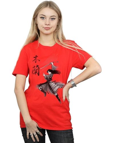 Disney T-shirt Mulan Movie Sword Jump - Rouge