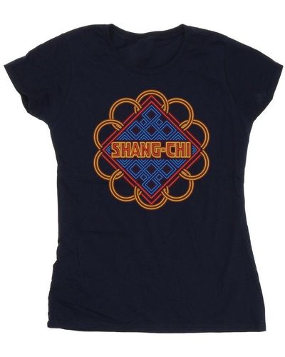 Marvel T-shirt Shang-Chi And The Legend Of The Ten Rings Neon Ring Logo - Bleu