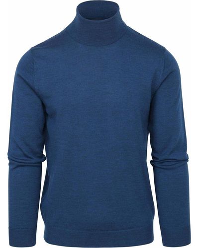 Suitable Sweat-shirt Pull Col Roulé Merino Bleu Petrol