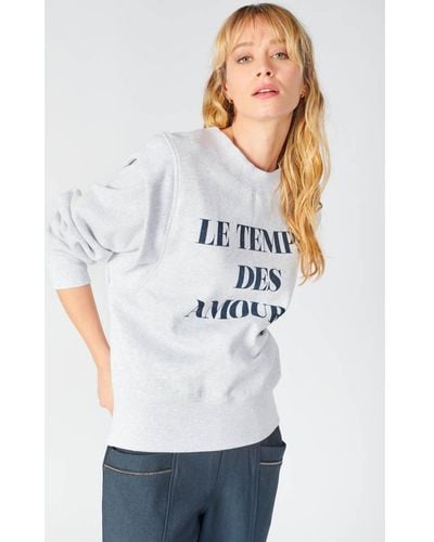 Le Temps Des Cerises Sweat-shirt Sweat kilima gris chiné - Blanc