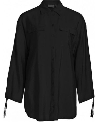 Vila Blouses Klaria Oversize Shirt L/S - Black - Noir