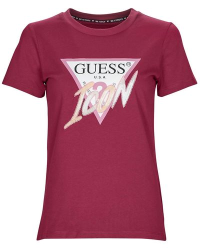 Guess T-shirt SS CN ICON TEE - Rose