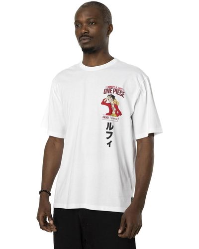 Capslab T-shirt T-shirt en coton relax fit avec print One Piece Luffy - Blanc