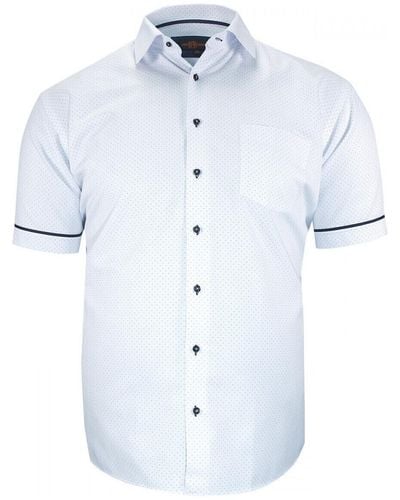 Doublissimo Chemise chemisette forte taille motifs a pois piccoli blanc - Bleu