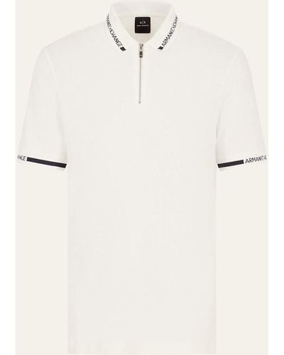 EAX T-shirt Polo coupe classique AX en piqué - Blanc
