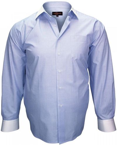 Doublissimo Chemise chemise a col blanc business bleu