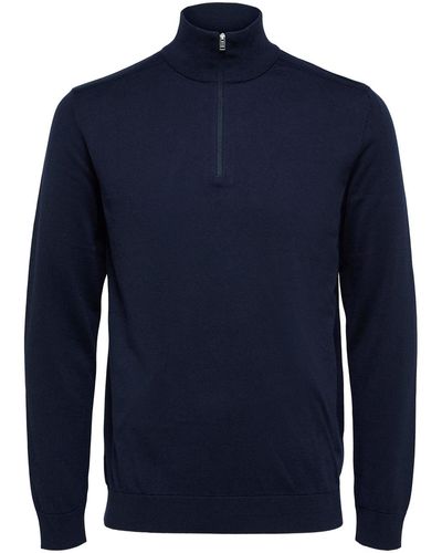 SELECTED Sweat-shirt Berg Half Zip Cardigan Navy - Bleu