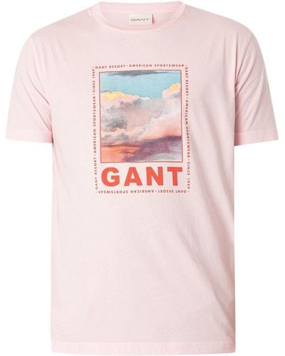 GANT T-shirt T-shirt graphique délavé - Rose