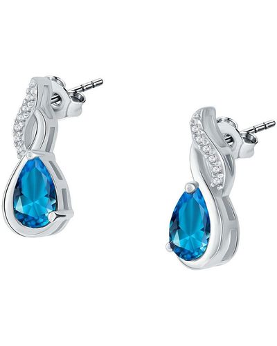 Cleor Boucles oreilles Boucles d'oreilles en Argent 925/1000 et Oxyde Bleu Femme